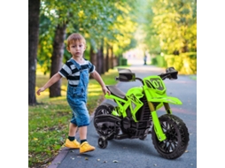 Moto Elétrica Infantil Bateria 6v, Rodas Estabilizadoras, Buzina, Som De Arranque, 3-8 Anos, Verde