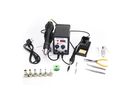 Estação Soldadura Ar Quente + Ferro Soldar com Lcd 700W com Kit de Ferramentas