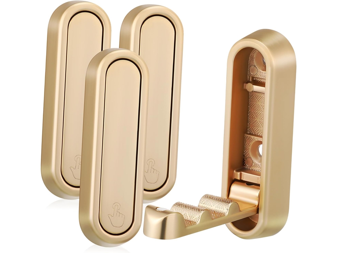 Ganchos De Parede Em Peças, Cabides Resistentes, Ganchos De Parede Dourados, Cabides Dobráveis Para Roupas, Liga De Zinco Dourada