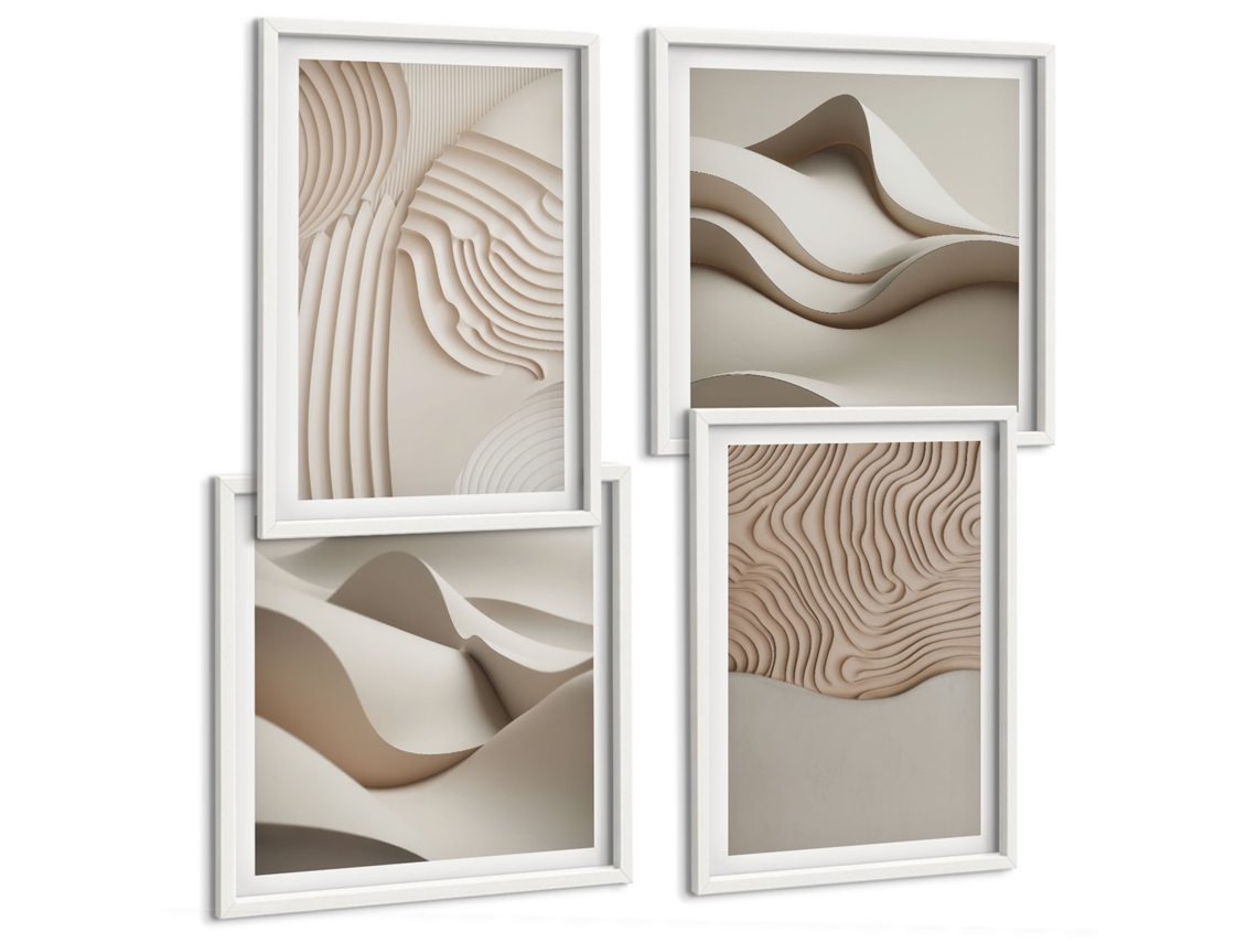 Composição De Quadros Na Parede Arquitetura De Santorini, Oia Moldura Branca Imagens Para Um Quarto Infantil Espelharte (conjunto De 4 Imagens)