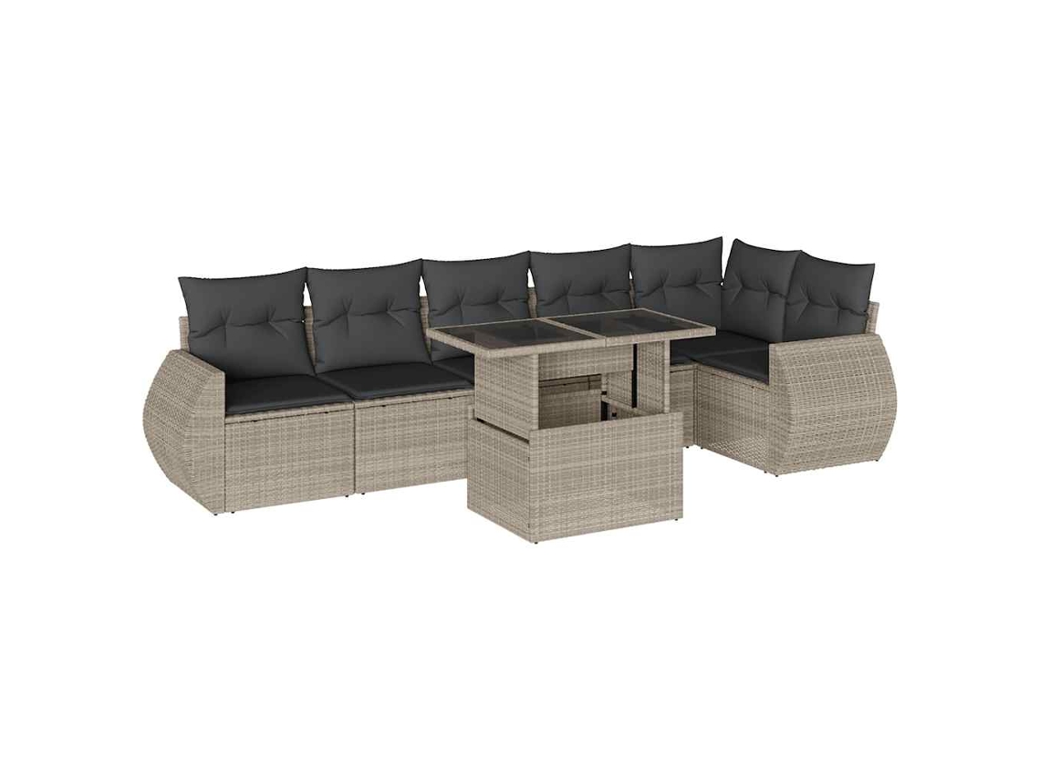 Conjunto de 7 Sofás Jardim com Almofadões Vime Pe Cinzento Claro MAISON EXCLUSIVE (7 pcs)