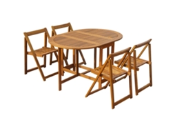 Vidaxl Conjunto De Jantar Dobrável P/ Exterior 5 Pcs Acácia Maciça