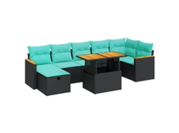 Maison Exclusive - 8 Pcs Conjunto Sofás Jardim Almofadões Vime Pe/acácia Cinzento