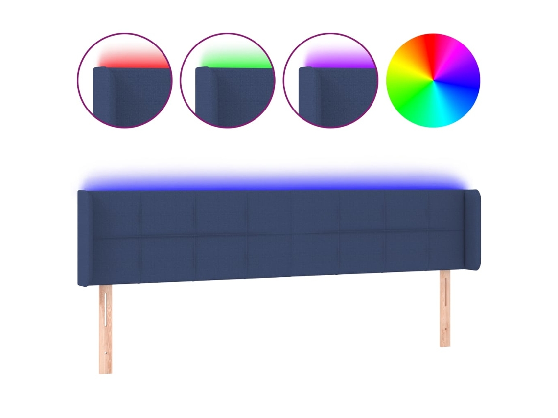 Led Headboard, Led Headboards Vidaxl Azul Tecido (203 X 16 X 78/88 Cm)