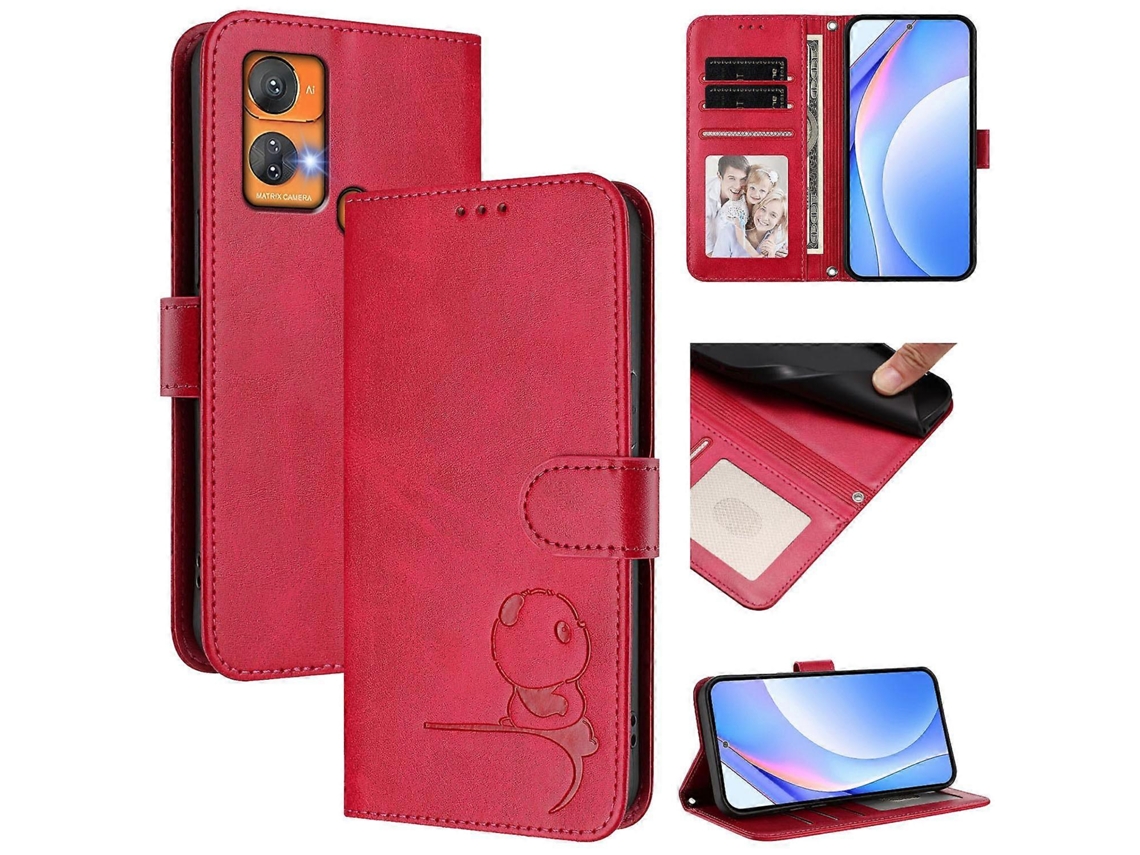 Capa De Couro Para Celular Com Rfid E Cordão Litter Panda