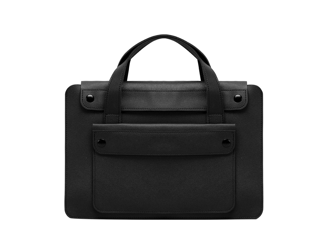 Bolsa Para Portátil Czhhmart De Dois Compartimentos Em Pu Impermeável, Compatível Com Notebooks De 15 E 16 Polegadas Preto