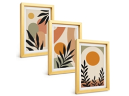 Composição De Quadros Formas Florais Abstratas Espelharte (3 Peças 20x30 Cm)