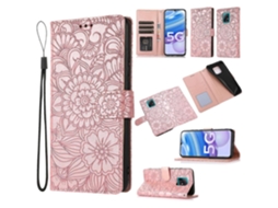 Capa De Couro Com Estampa De Girassol Em Relevo, Para Xiaomi Redmi 10x 5g, Com Suporte, Compartimentos Para Cartões, Carteira E Cordão.