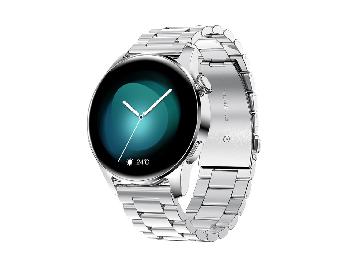Smartwatch, tecido curvo de 1,28 polegadas, duração de 15 dias em modo de espera, adequado para iPhone e Android, Prata Bestvite