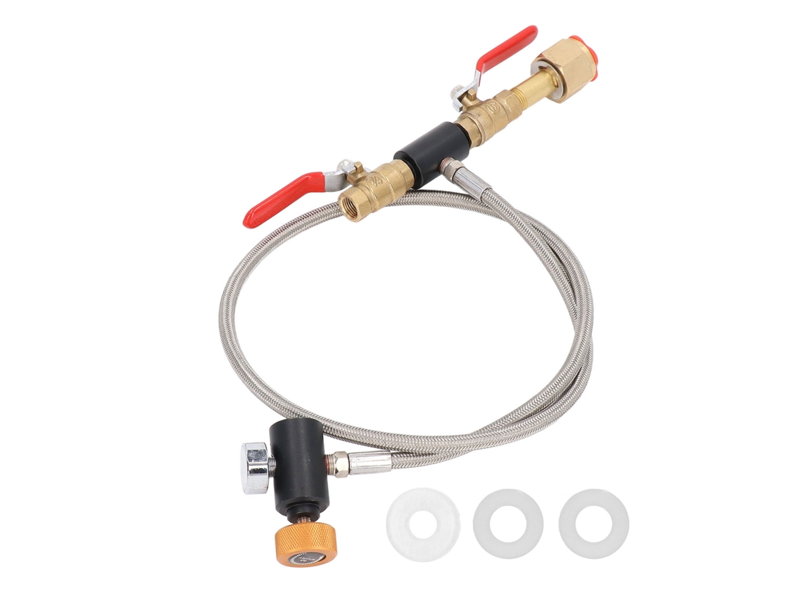 Adaptador de Recarga de Cilindro Co2 Cga320 G1/2 com Mangueira e Manômetro de Pressão Válvulas Duas