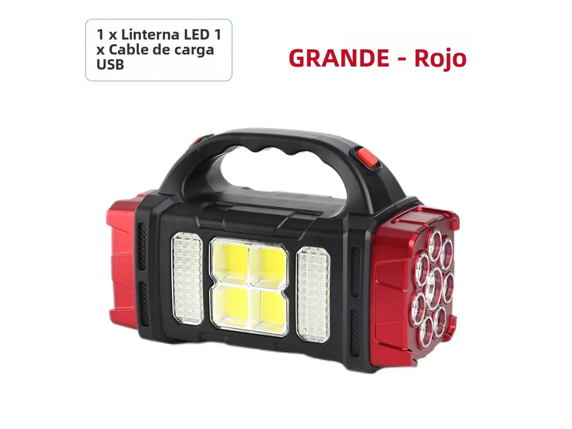Lanterna De Acampamento Led De Alta Potência (vermelha Grande), Luz De Trabalho Recarregável Por Energia Solar, 4 Modos, À Prova D'água Via Usb.