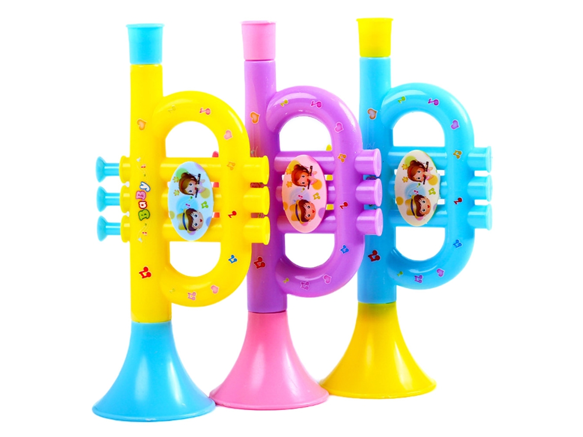 Mali brinquedo Musical Infantil Trombeta Plástica Colorida Aleatória Educação Musical Bebê