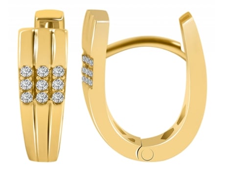 Joalharia Ouro 8K Brincos de Argola Dobráveis em Ouro Leevi Cravejado de Zircônias