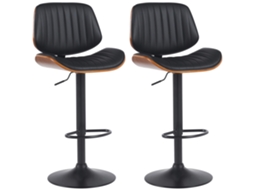 Conjunto De 2 Bancos De Bar Clawson Em Imitação De Pele Nogueira/preto/preto Clp