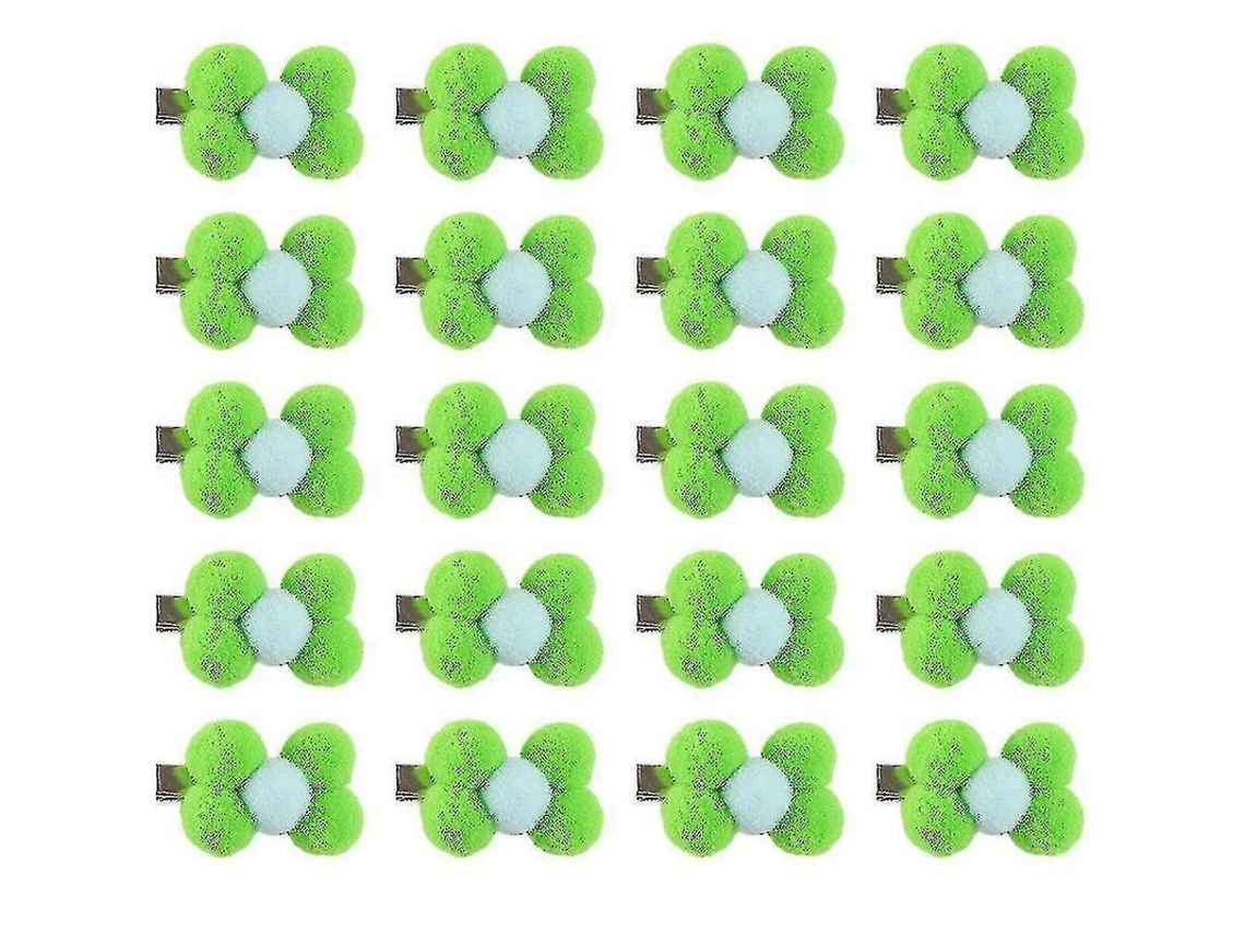 20pcs Clips Cabelo Cachorro Filhote Pequeno Bow Yorkie Flores Clips Pet Cabelo Verde