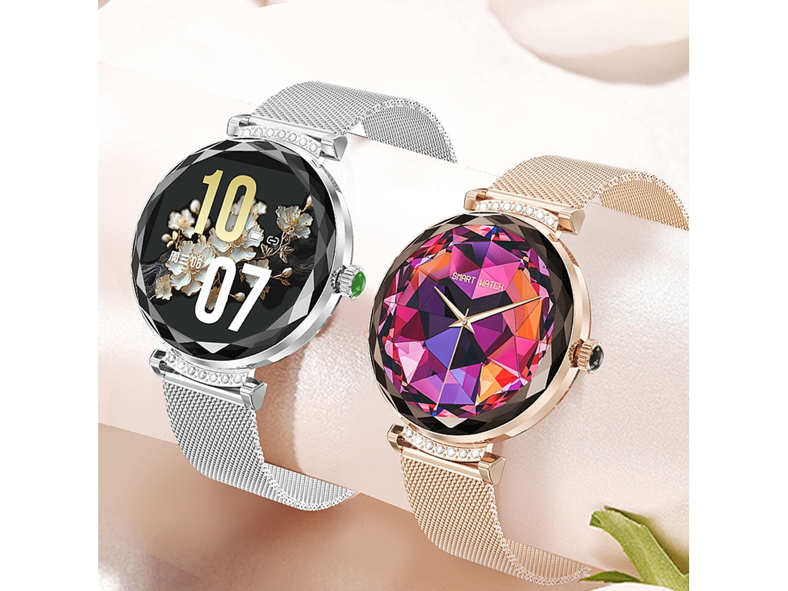 Relógio Inteligente Feminino 1.19" Bluetooth Chamadas Ip68 Fitness Tracker Android Ios