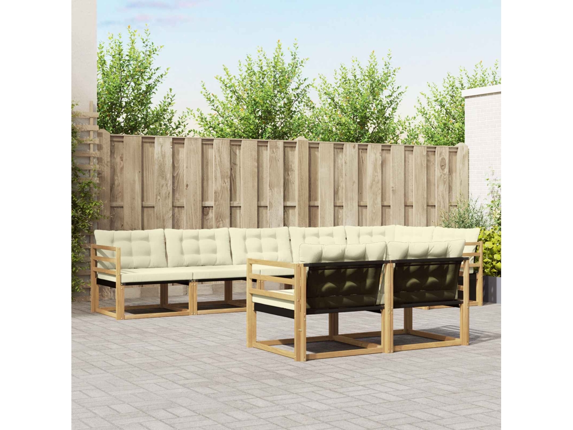 Vidaxl Conjunto De Sofás Para Exterior 8 Unid. Branco E Creme