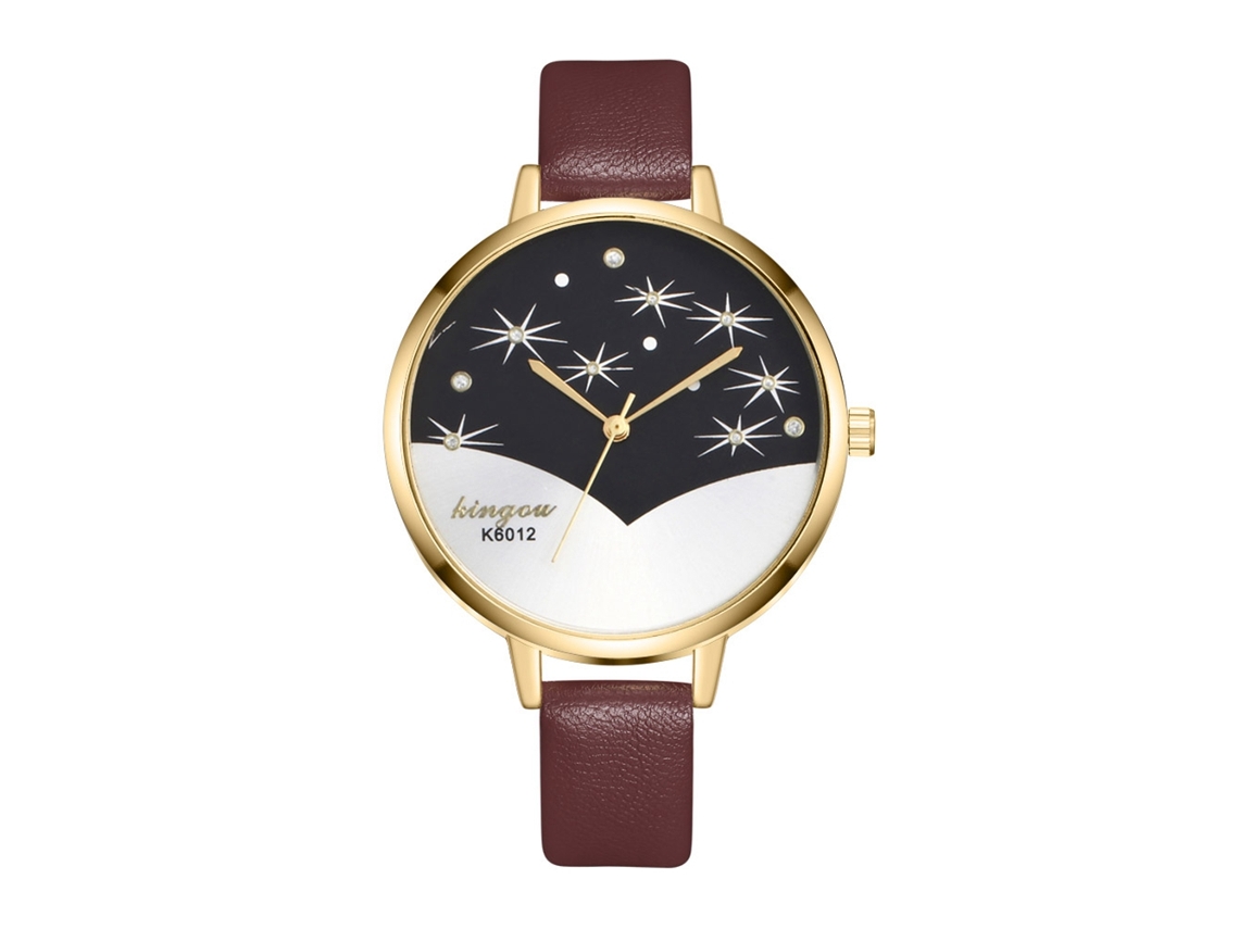 Relógio de Pulso Feminino Analógico Slim de Couro Pu Quartzo Zhoulianfa Café