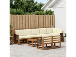 Vidaxl Conjunto De Sofás Para Exterior 9 Unid. Natural E Creme