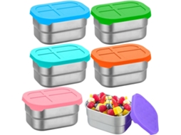 Conjunto De 6 Potes Herméticos De Aço Inoxidável Para Lanches E Comida De Bebê 240ml Com Tampas De Gokoco