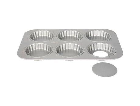 Forma de bolo Silver Patisse, 6 tortinhas, 10 cm, removível, aço com revestimento antiaderente