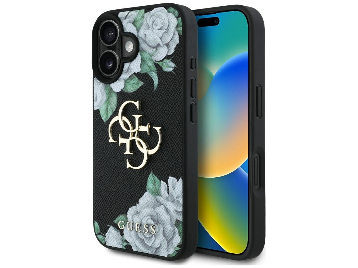 Guess Case Grinded Rose 4g Logo Para Iphone 16 Proteção Magnética