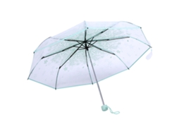 GUARDA CHUVA Transparente Plegável Flor de Cerejeira Verde Claro | S/MARCA