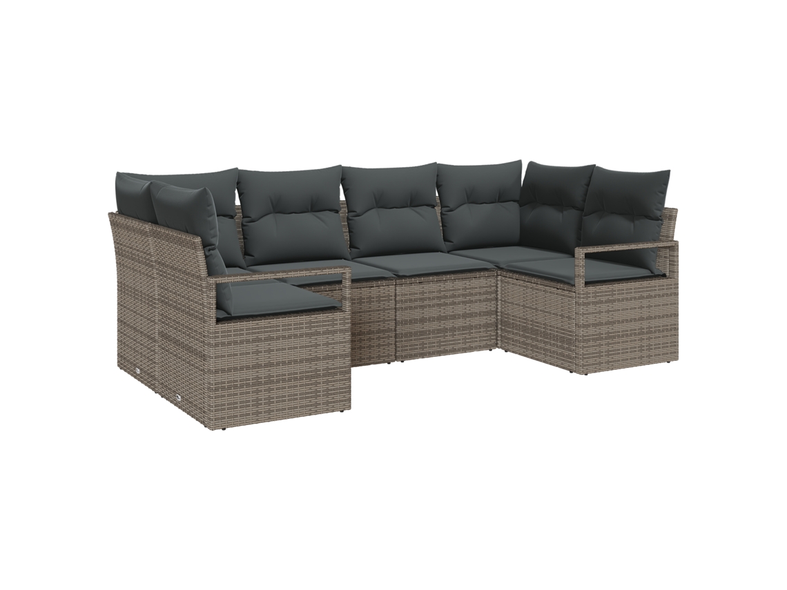 Conjunto 6 Móveis De Jardim Vidaxl Cinzento Vime Pe (234 X 122 X 85 Cm)