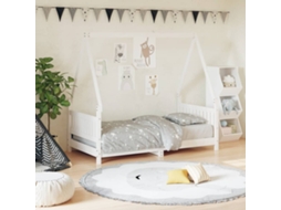 Vidaxl Estrutura De Cama Infantil 80x160 Cm Pinho Maciço Branco