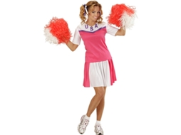 Fato de Cheerleader dos EUA rosa e branco para mulher