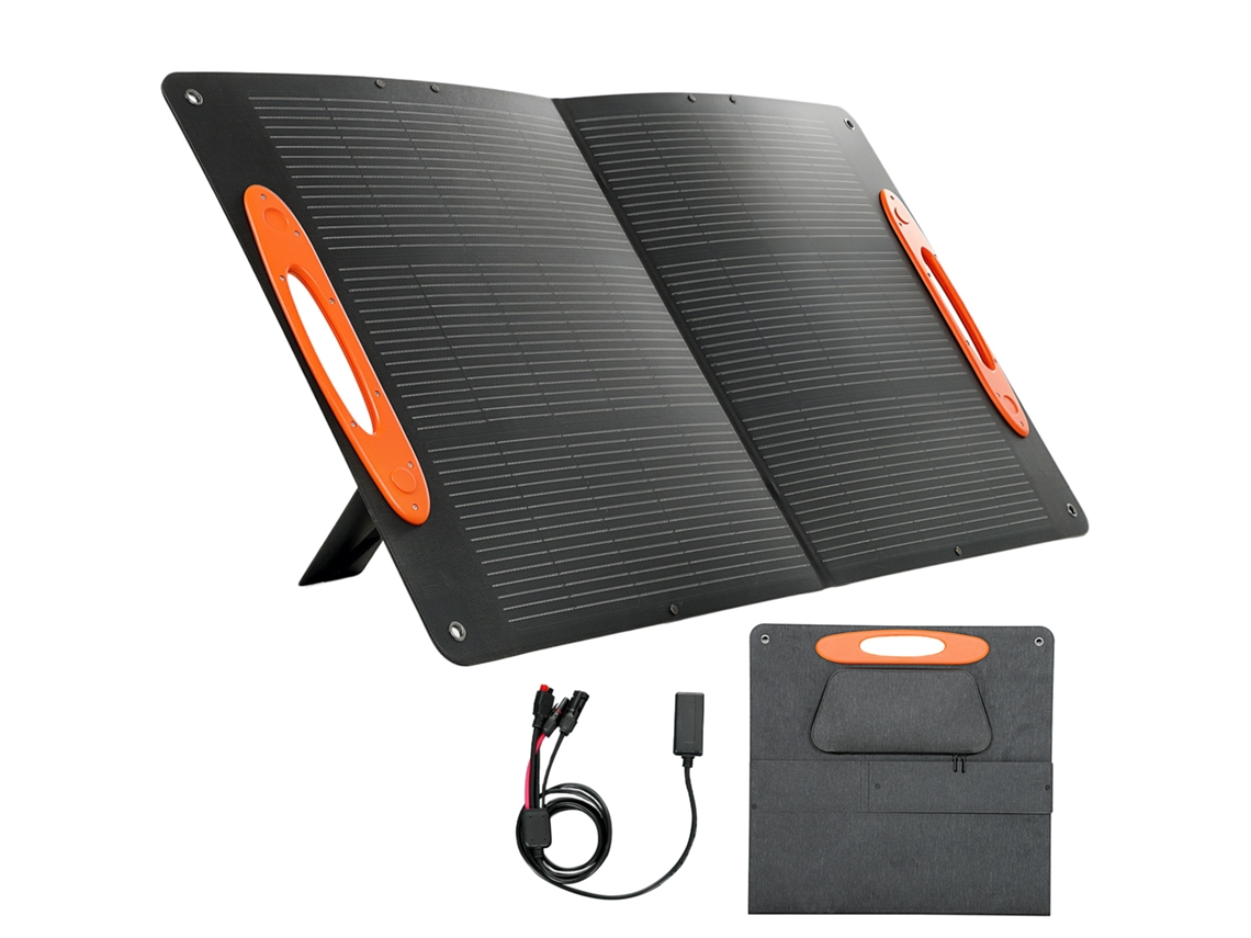 Carregador solar dobrável de 100W com USB e USB-C, IP67 Preto S/MARCA