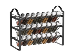 Organizador de Temperos 3 Níveis com prateleiras inclinadas em metal preto BTFORUS