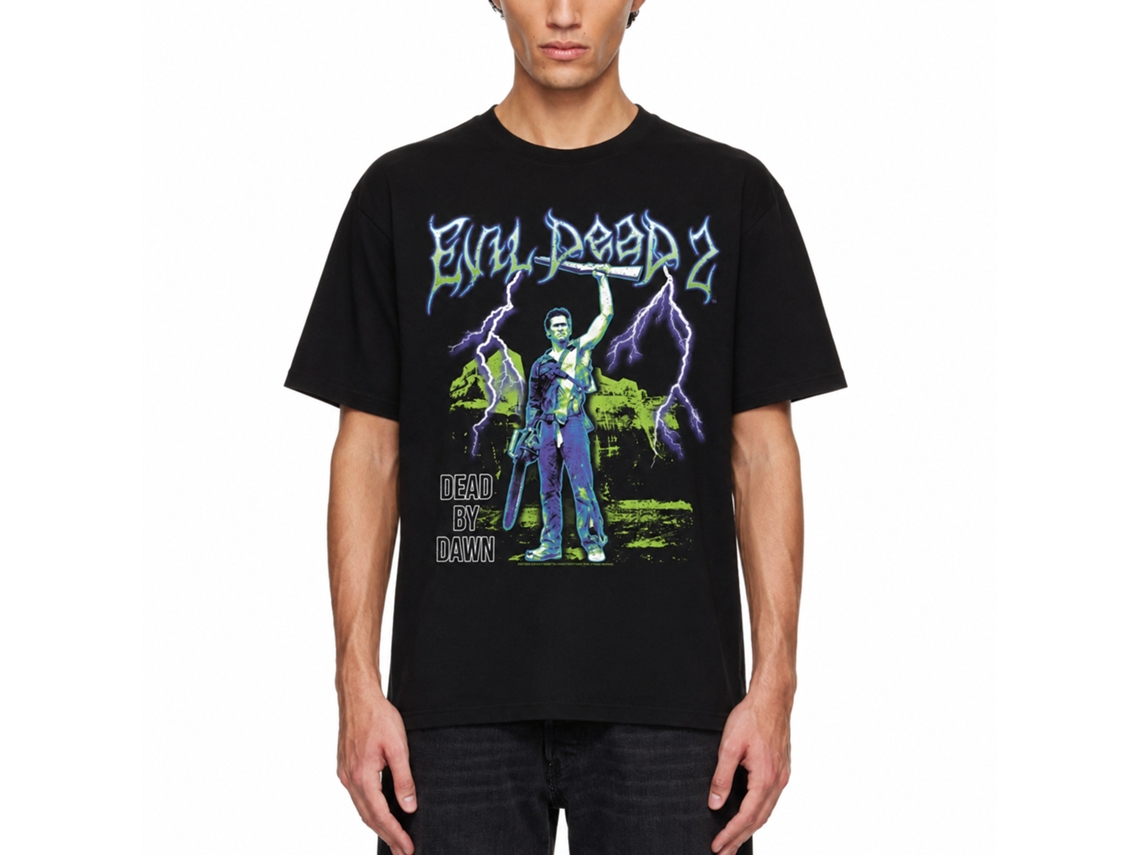 Rockinstone Evil Dead Lightning Black Adult T-shirt Size:m