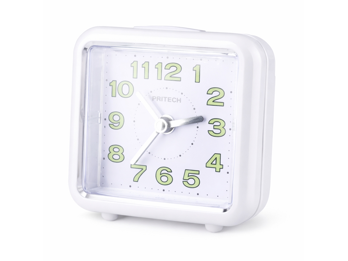 Despertador Analógico Quartz Com Números Luminosos Pritech Pbp-958 Branco
