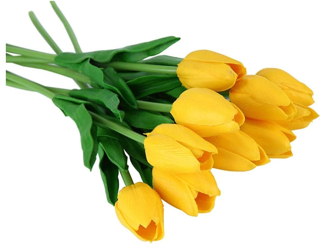 1 Tulipa Artificial Toque Realista, Buquê para Casa, Quarto, Casamento e Festa AQUAFORGE (amarela)