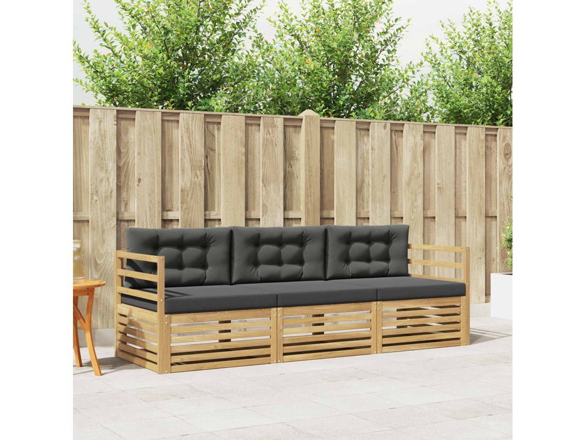 Vidaxl Conjunto De Sofás Para Exterior 3 Unid. Branco E Antracite