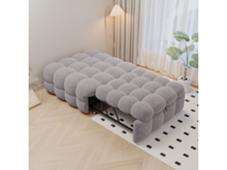 Sofá-cama 2em1 Pelúcia Cinza Extensível Solteiro Multifuncional