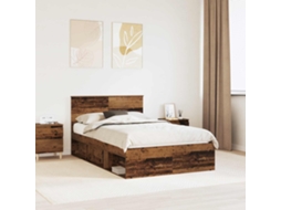 Vidaxl Estrutura da Cama com Cabeceira Madeira Antiga 135 X 190 Cm