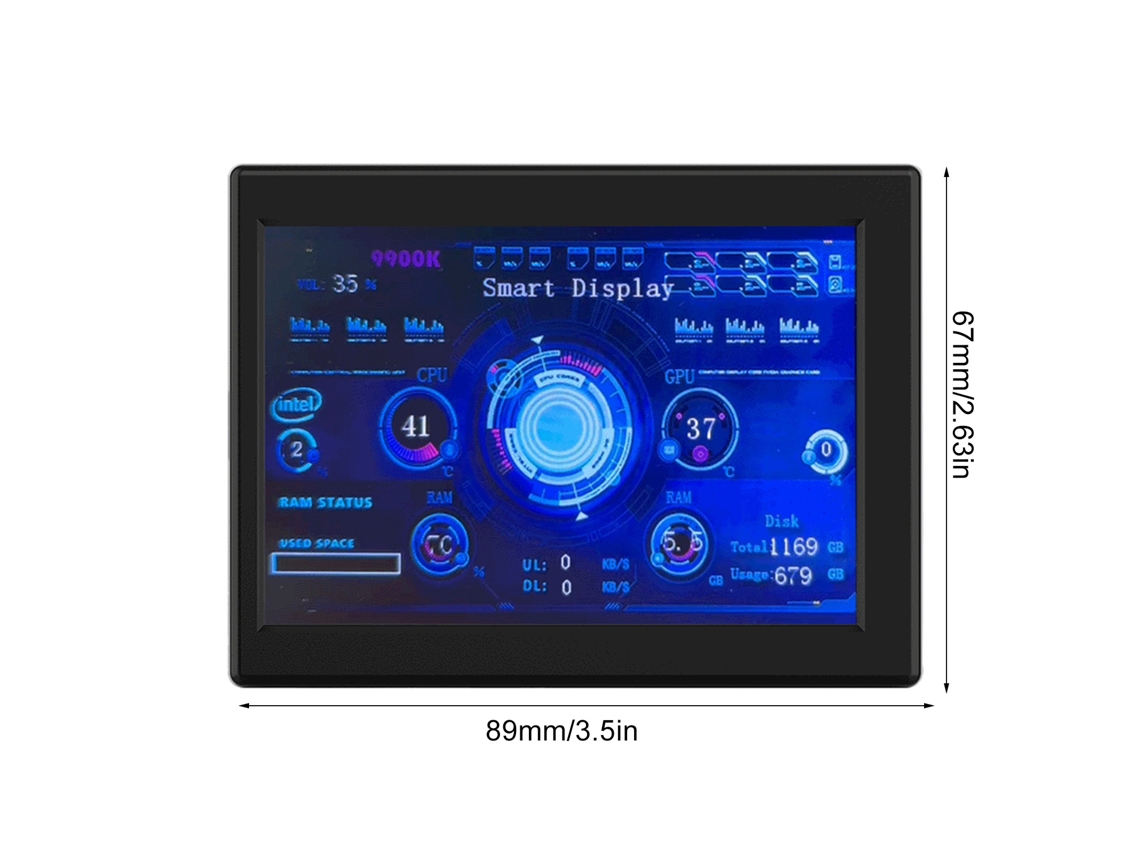 Tela Ips de 3,5 Polegadas para Monitoramento Cpu/gpu, Carcaça Abs, Suporte Diy Temas, Sem Alimentação Extra S/MARCA