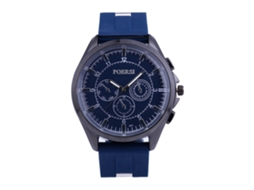 Reloj De Pulsera De Cuarzo Para Hombre Con Correa De Silicona Moda Tres Ojos Negro