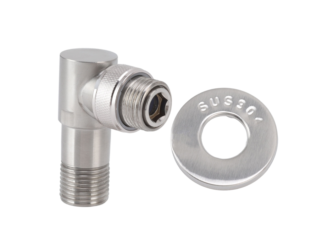 Válvula angular de parada automática aço inox 304 G1/2 para vaso sanitário | S/MARCA