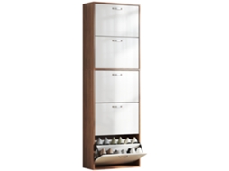 Sapateira Estreita de 5 Níveis com 2 Prateleiras por Nível, em Mdf, 60x28x189 Cm, Branca e Castanha. PENGJIANG SHOP