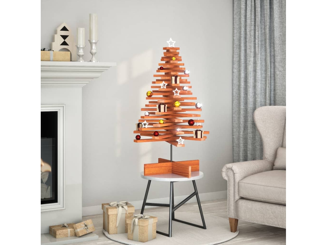 Vidaxl Árvore De Natal Decorativa 100 Cm Pinho Maciço Castanho-mel