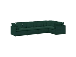 Sofá Modular com Almofadas em Veludo Verde Escuro MAISON EXCLUSIVE