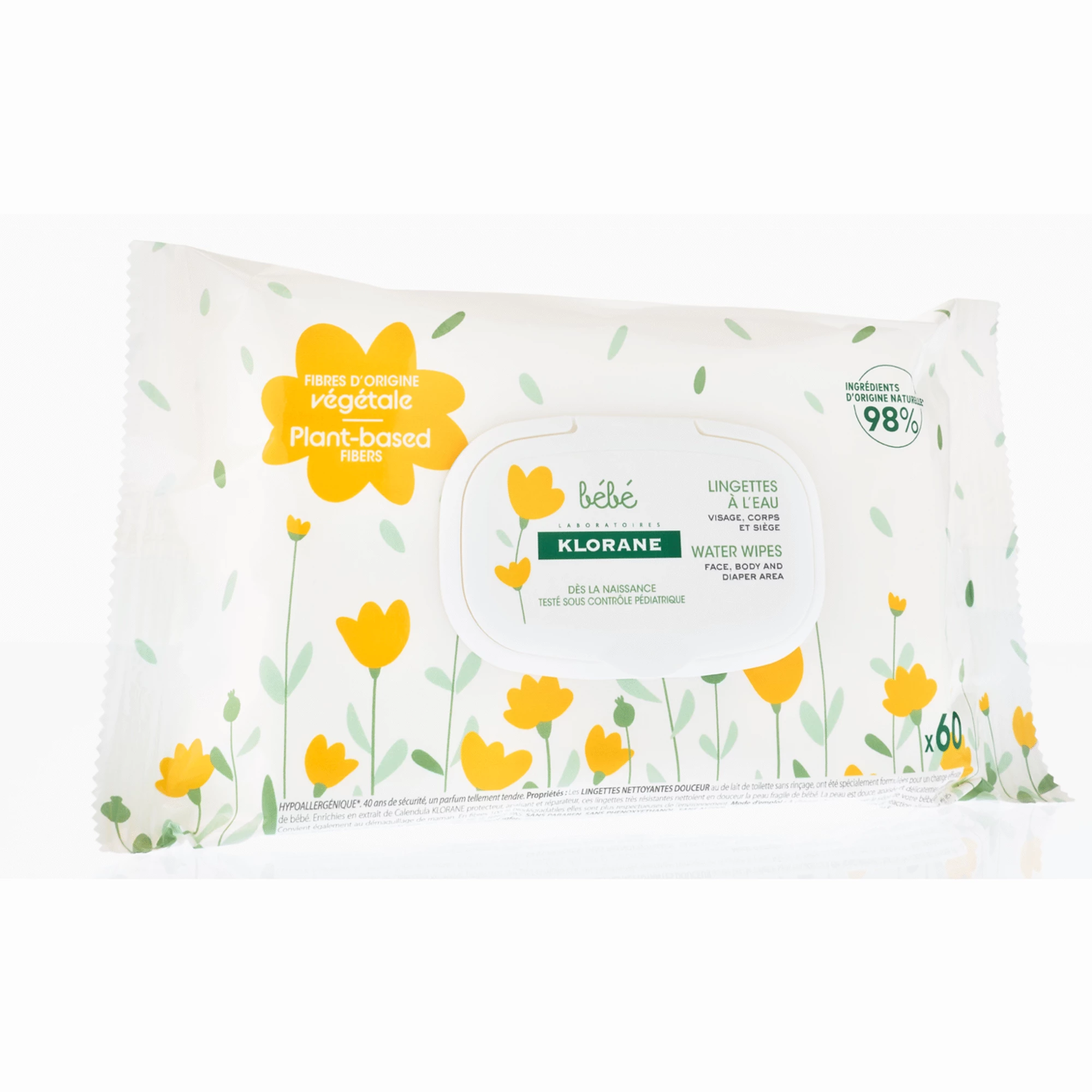 Bebé Water Wipes Plant based KLORANE