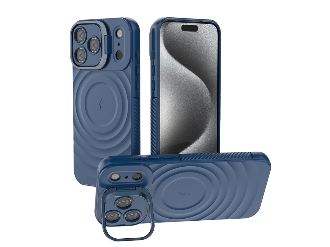 Capa Para Iphone 17 Pro Max Com Suporte, Capa Texturizada E Resistente A Impactos, Azul