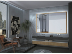 Espelho de Luz Led Retroiluminado com Anti-Embaciamento 100X80 Ouro Fosco MICE COLLECTION