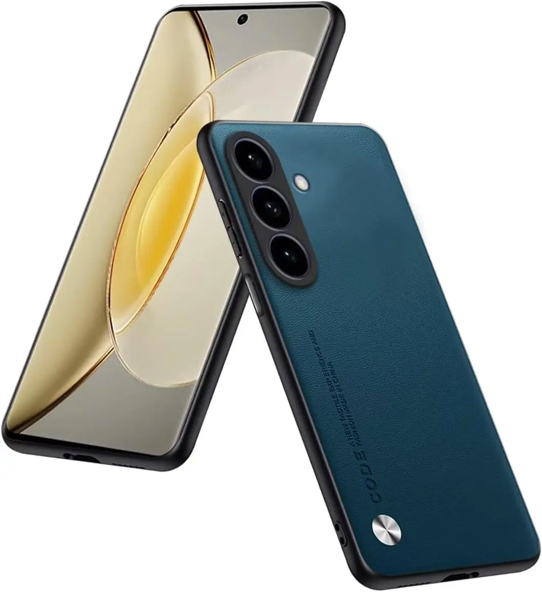 (azul, Galaxy S24) Capa Minimalista Para Celular Em Couro Vegano, Ultrafina E Protetora Contra Impressões Digitais.
