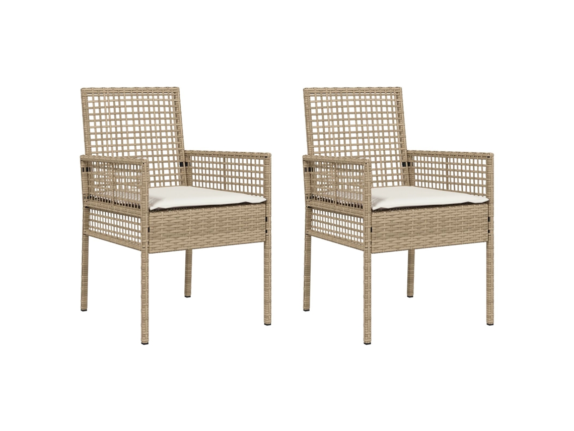 Conjunto 2 Cadeira De Jardim Moderna Vidaxl Bege Vime Pe (55 X 53 X 85 Cm)