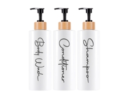 Conjunto de 3 Dispensadores Recarregáveis de Shampoo e Condicionador, 500 Ml Cada. MDUG (branco)